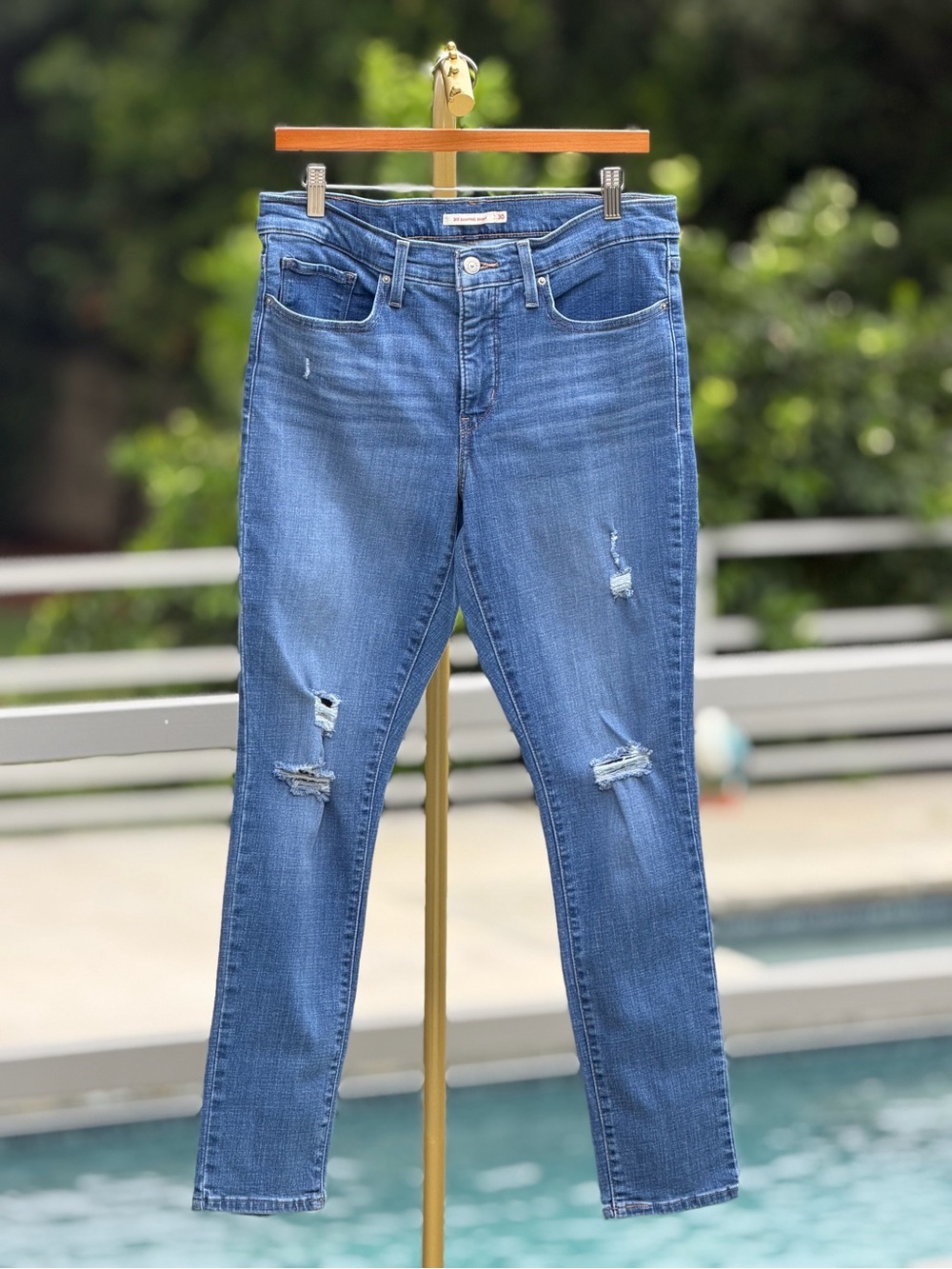 Levi's Blue Ripped Skinny Jeans for Women